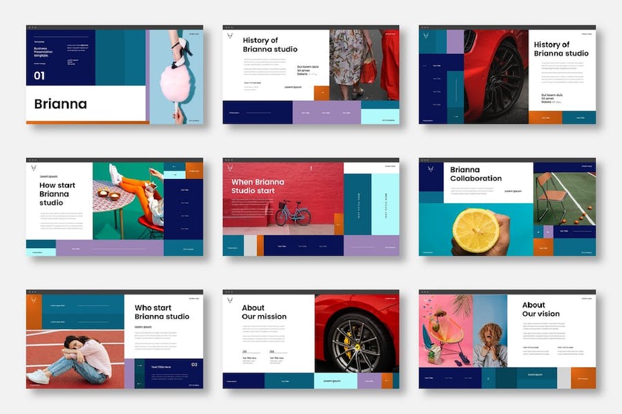 欧美时尚流行风格图文展示国外PPT模板 - 顶尖PPT