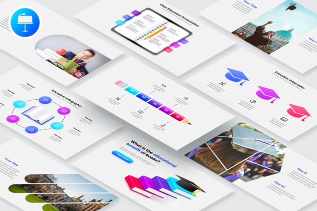 创意课堂教育插画图形keynote动画模板 - 顶尖PPT