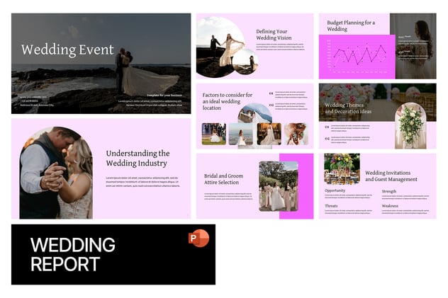 婚礼报告活动策划PowerPoint模板 - 顶尖PPT