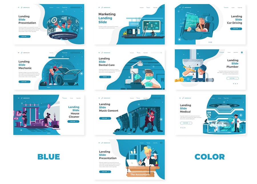 网站落地页界面设计展示PPT模板 - 顶尖PPT