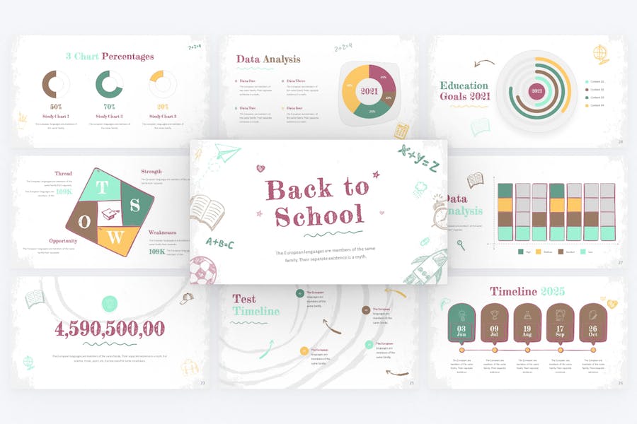 创意手绘风格重点学校介绍招生宣传师资介绍PPT模板 - 顶尖PPT