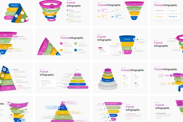 彩色漏斗信息图形PPT模板 - 顶尖PPT