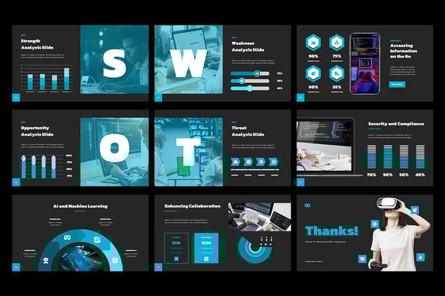 VR销售IT解决方案黑色系keynote模板 - 顶尖PPT