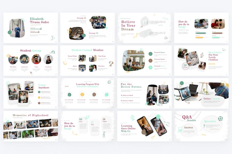 创意手绘风格重点学校介绍招生宣传师资介绍PPT模板 - 顶尖PPT