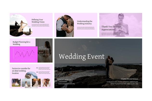 婚礼报告活动策划PowerPoint模板 - 顶尖PPT