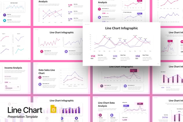 PPT数据可视化展示折线图形模板 - 顶尖PPT