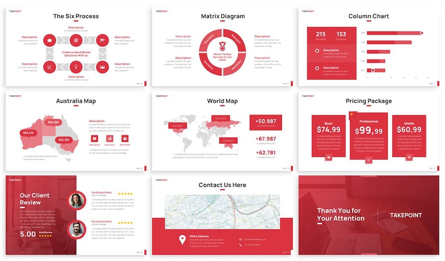 红色大气团队介绍项目合作解决方案商业计划通用+PPT模板 - 顶尖PPT