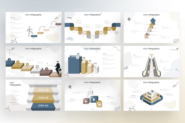 涂鸦风格楼梯信息图形keynote模板 - 顶尖PPT