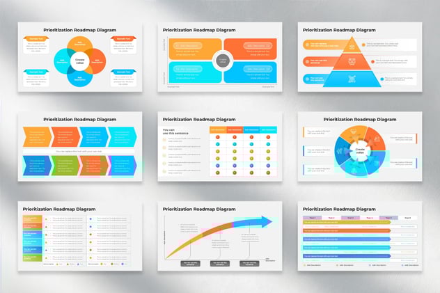 优先顺序路线图规划PPT模板 - 顶尖PPT