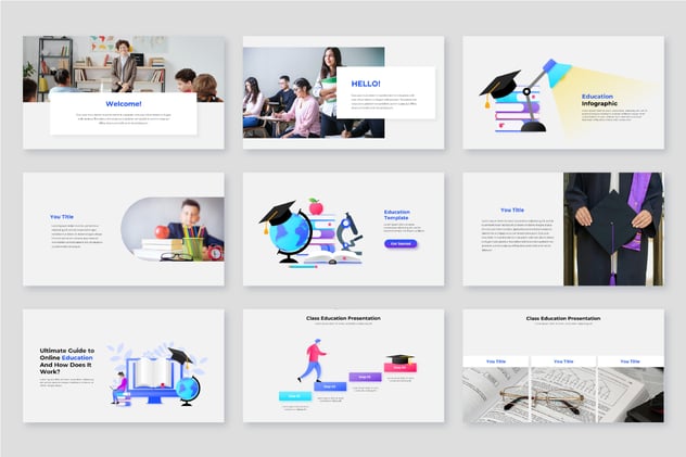 创意课堂教育插画图形keynote动画模板 - 顶尖PPT