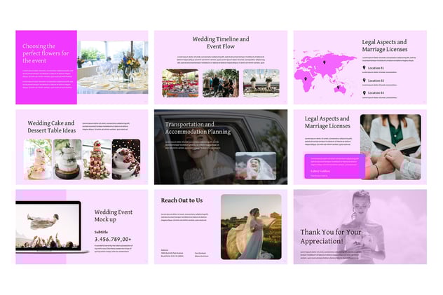 婚礼报告活动策划PowerPoint模板 - 顶尖PPT