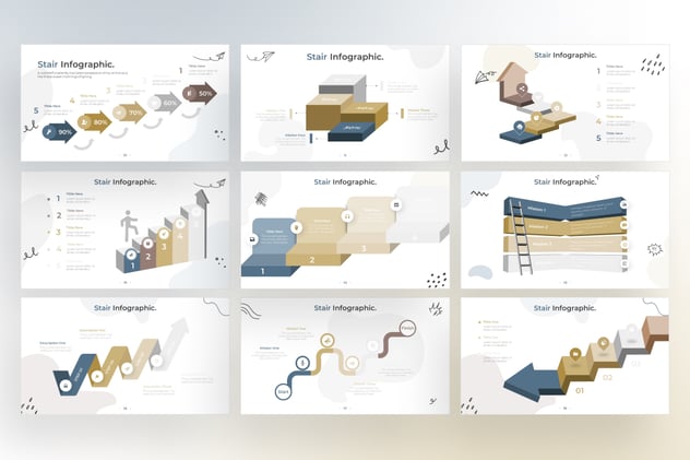 涂鸦风格楼梯信息图形keynote模板 - 顶尖PPT