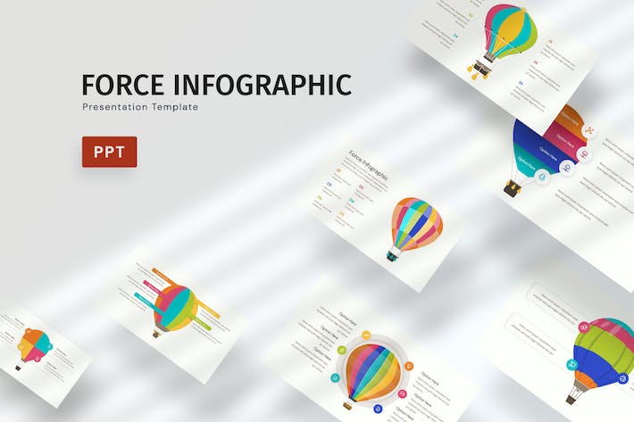 彩色热气球重要信息展示图形图表PPT模板 - 顶尖PPT
