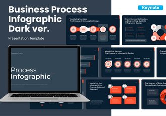 黑色业务流程信息图形keynote模板 - 顶尖PPT