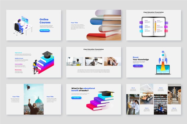 创意课堂教育插画图形keynote动画模板 - 顶尖PPT