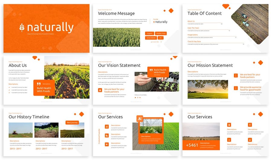 天然有机农业食品品牌推介产品营销展示Keynote模板 - 顶尖PPT