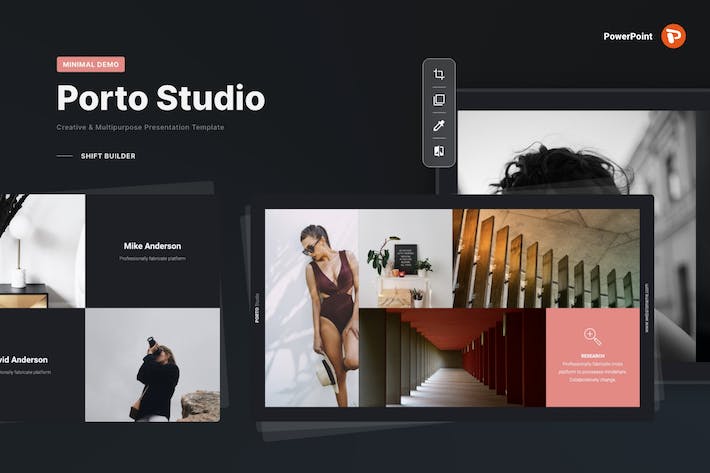 极简风格作品图片展示PPT商务模板 - 顶尖PPT