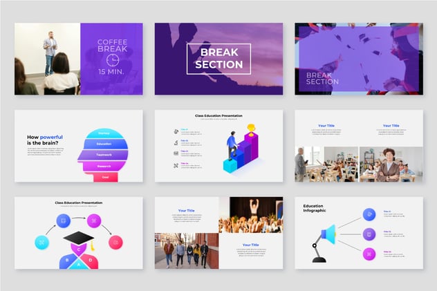 创意课堂教育插画图形keynote动画模板 - 顶尖PPT