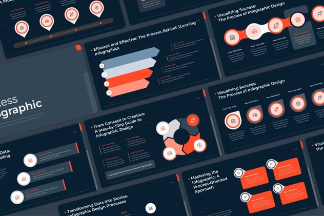 黑色业务流程信息图形keynote模板 - 顶尖PPT