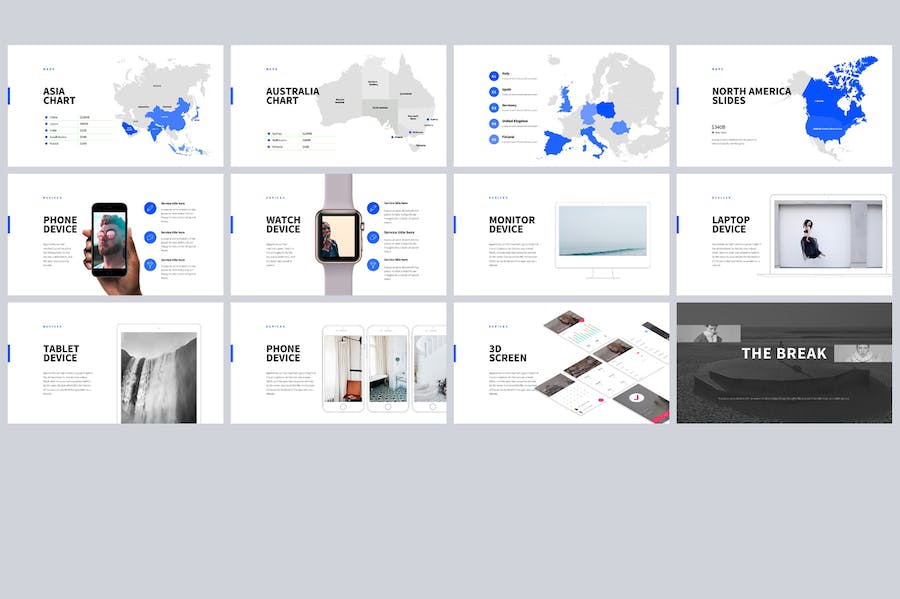 蓝灰色运动健身数据调查keynote模板 - 顶尖PPT