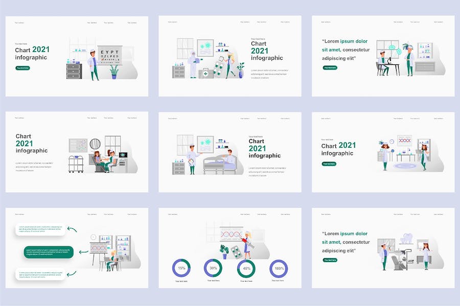 国外医学医疗健康插画高级PPT模板 - 顶尖PPT