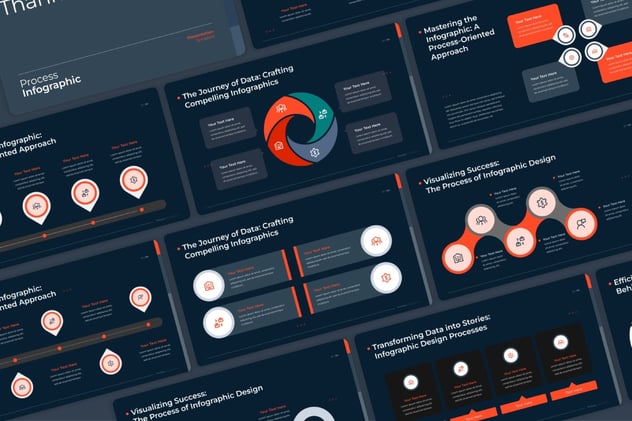 黑色业务流程信息图形keynote模板 - 顶尖PPT