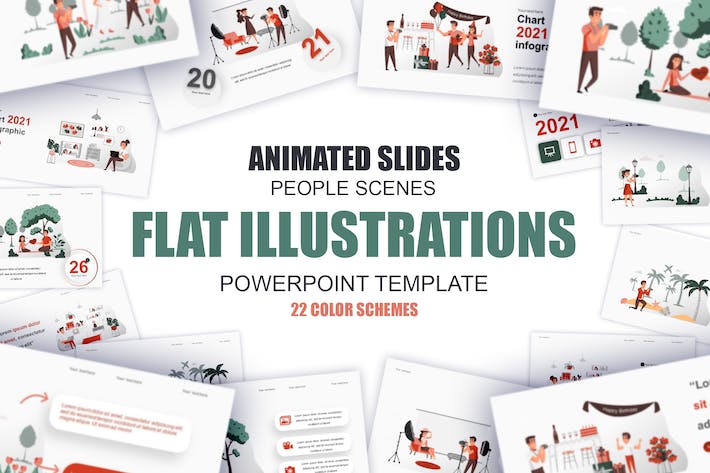 欧美摄影旅拍插画高级PPT模板 - 顶尖PPT