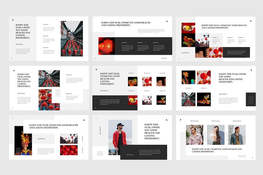 中国新年活动传统春节介绍展示龙年特色PPT模板 - 顶尖PPT