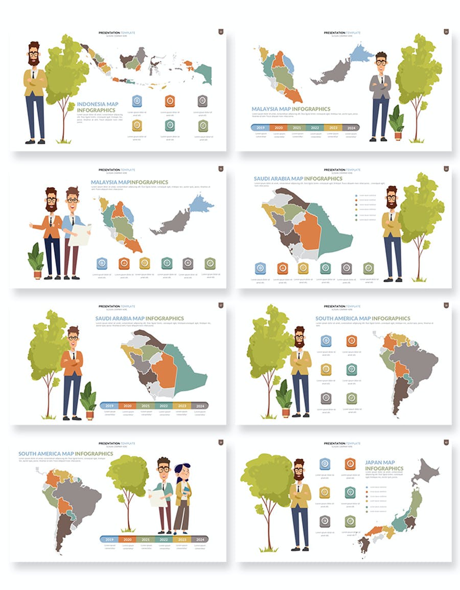 世界每个国家可编辑地图keynote模板 - 顶尖PPT