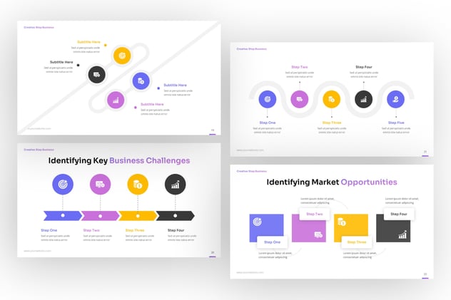 创意步骤流程图形商业PPT模板 - 顶尖PPT