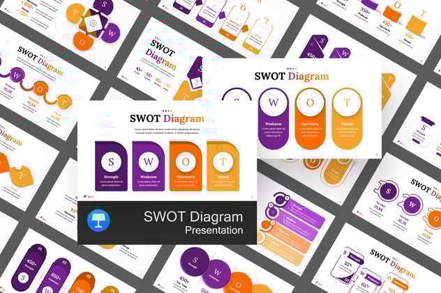 彩色多种类型SWOT分析图形keynote模板 - 顶尖PPT