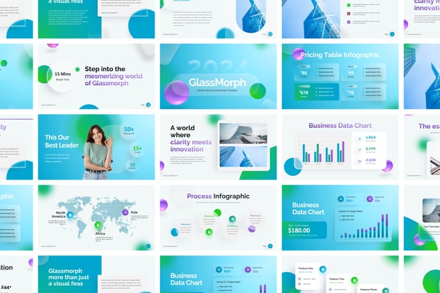 透明玻璃质感商业风格keynote模板 - 顶尖PPT