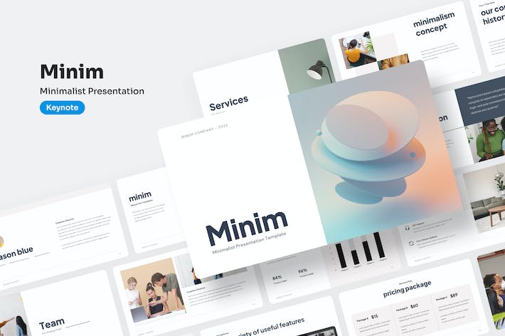 极简设计风格创意展示Keynote模板 - 顶尖PPT