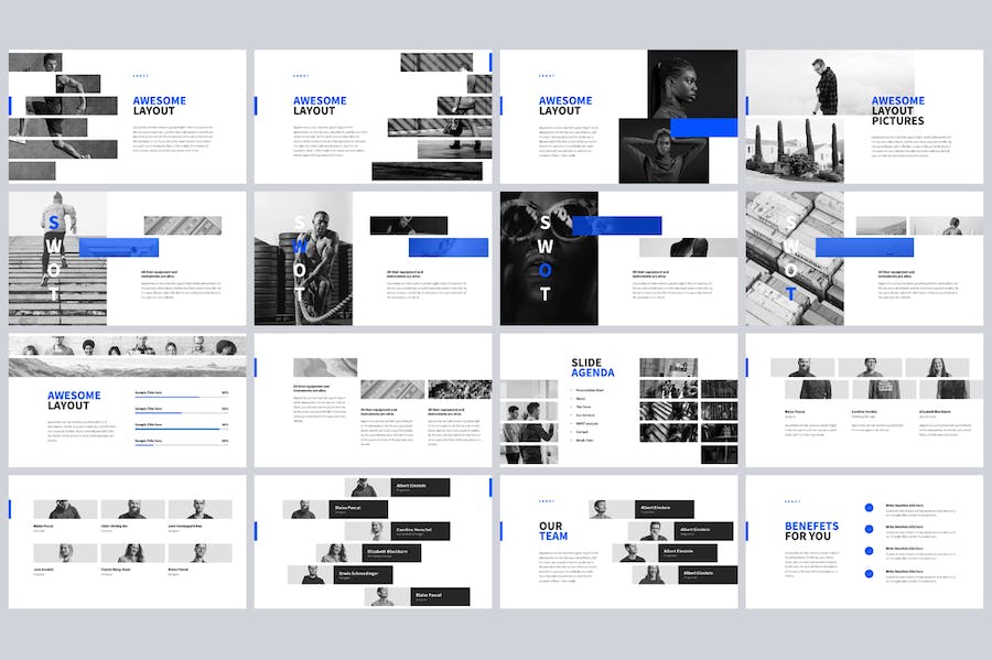蓝灰色运动健身数据调查keynote模板 - 顶尖PPT
