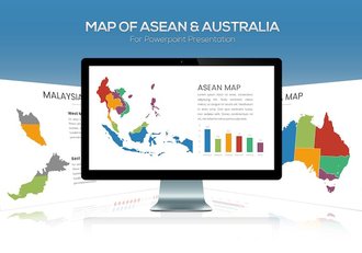 东盟各国地图与澳大利亚国家地图PPT模板 - 顶尖PPT