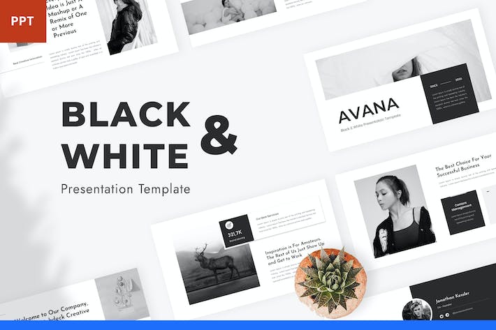 欧美极简黑白轻奢风通用PPT模板 - 顶尖PPT