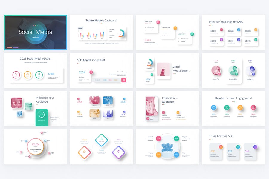 社交媒体平台数据比例分析PPT模板 - 顶尖PPT