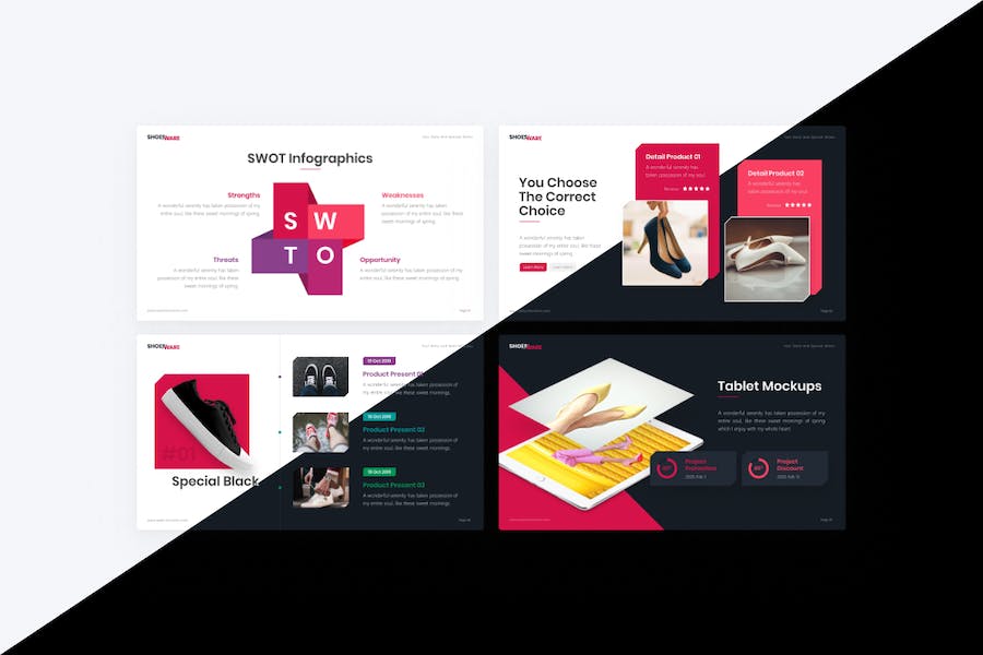 鞋具鞋子商店销量分析产品宣传介绍keynote模板 - 顶尖PPT