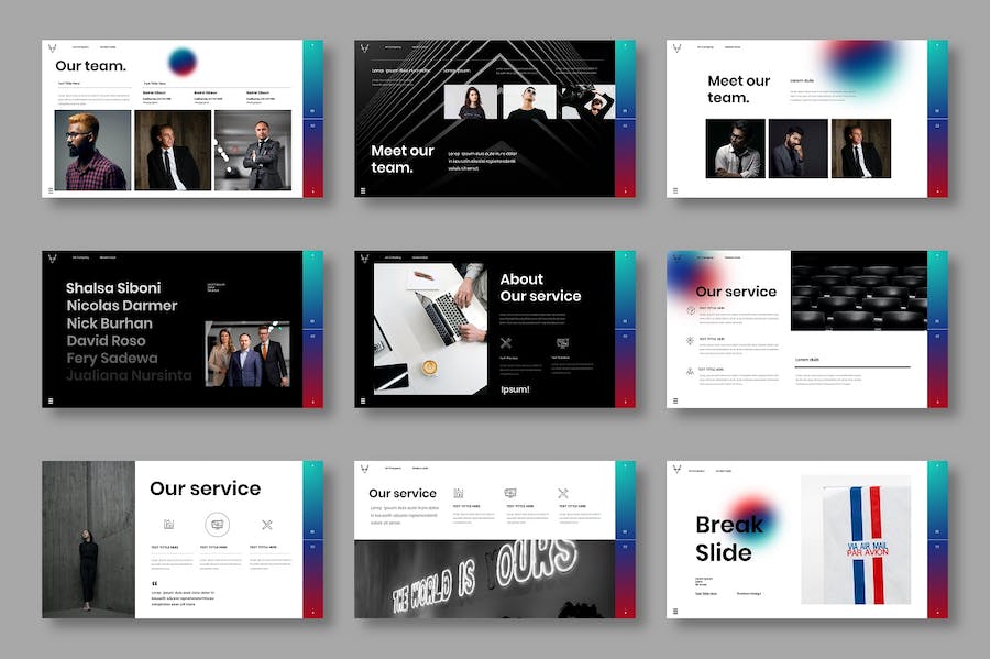 多彩图片拼贴商务宣传Keynote模板 - 顶尖PPT