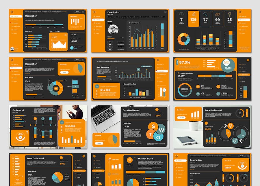 数据仪表板PowerPoint模板 - 顶尖PPT