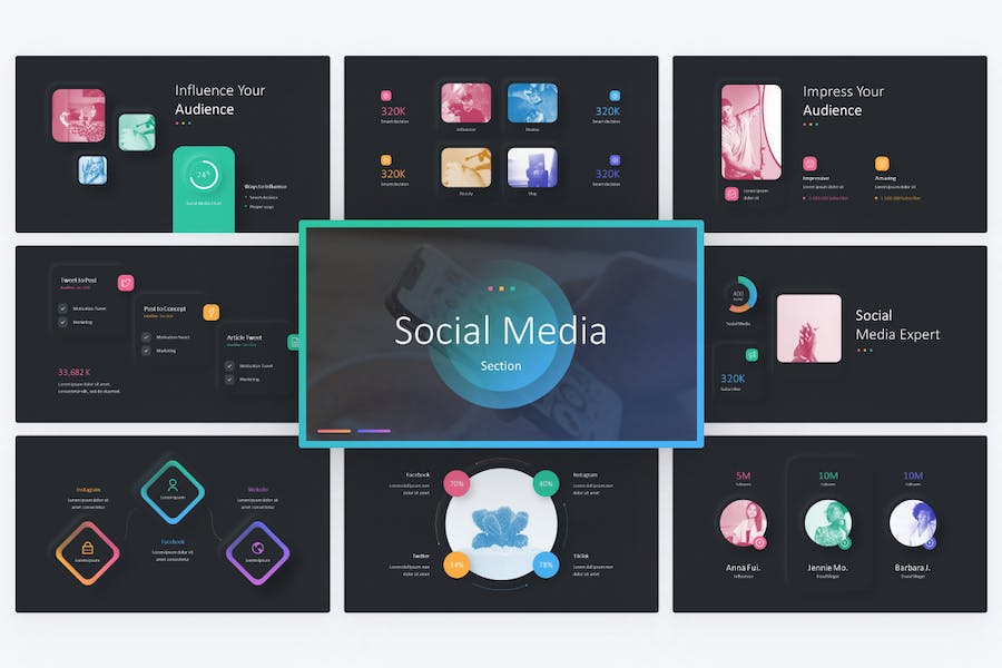 社交媒体平台数据比例分析PPT模板 - 顶尖PPT