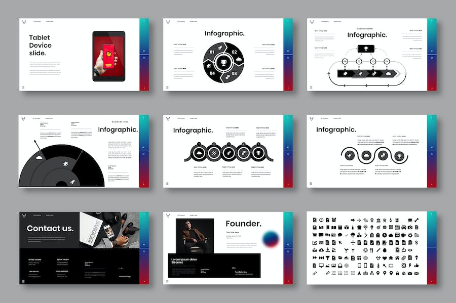 多彩图片拼贴商务宣传Keynote模板 - 顶尖PPT