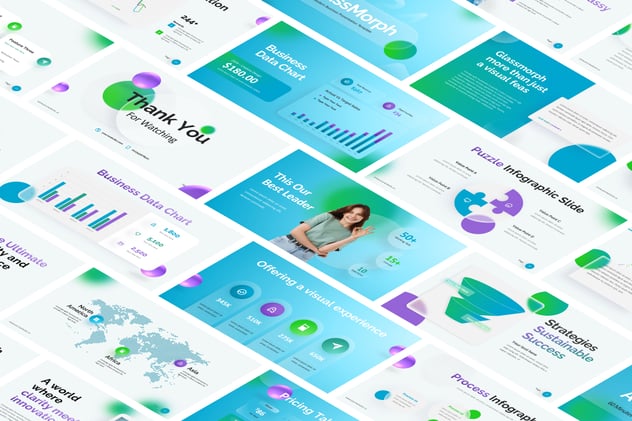 透明玻璃质感商业风格keynote模板 - 顶尖PPT