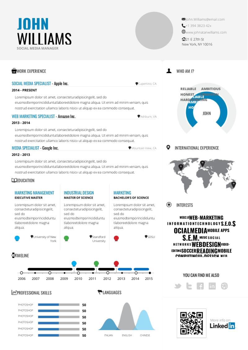 2页大气简约英文简历模板 - 顶尖PPT