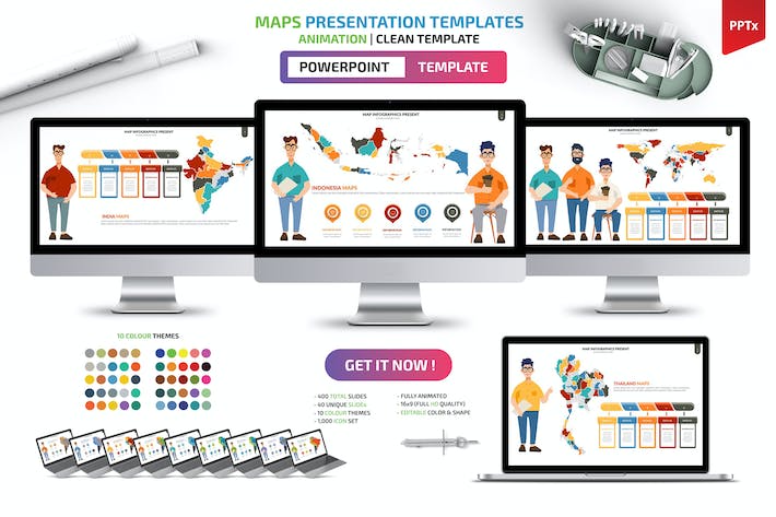 世界各国地图图形PPT模板 - 顶尖PPT