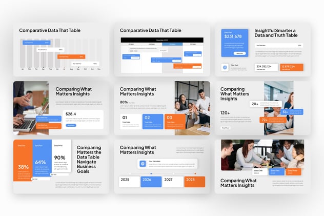 数据对比分析市场研究PPT模板 - 顶尖PPT