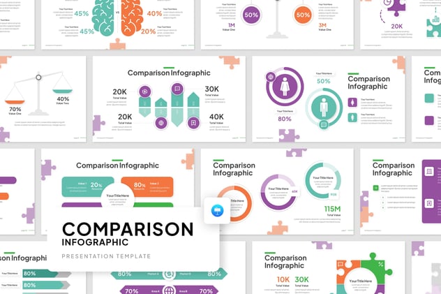 数据比较信息图形keynote模板 - 顶尖PPT