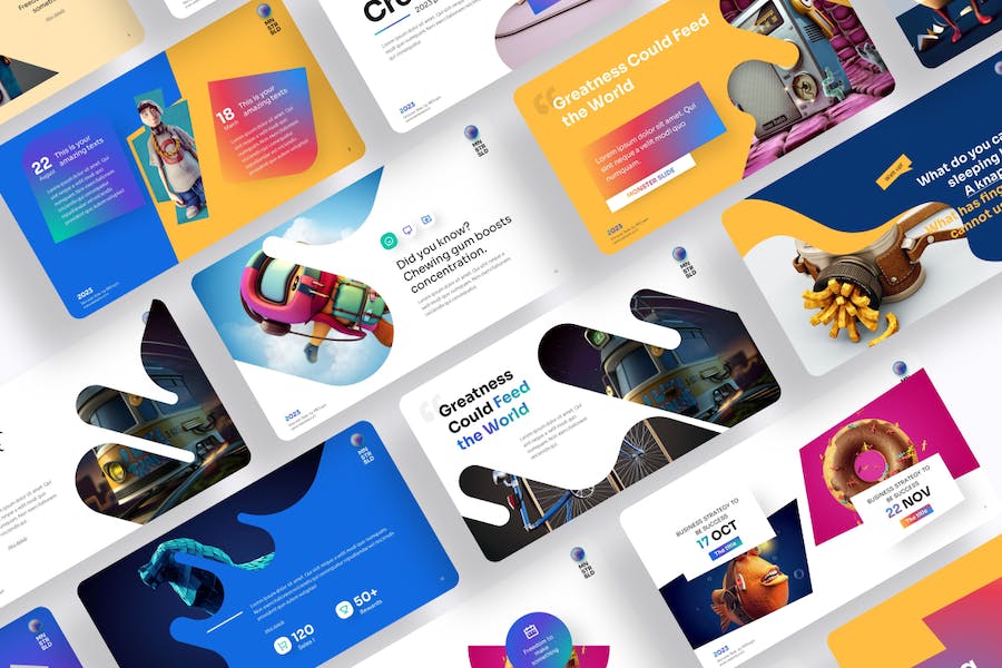 创意图文版式图片智能占位符PPT模板 - 顶尖PPT