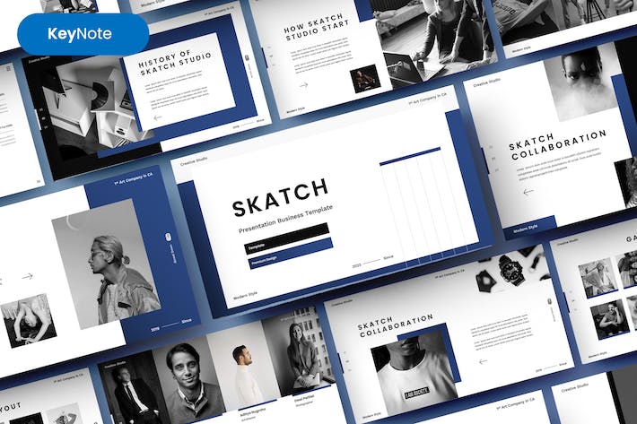 手绘创意商务企业介绍Keynote模板 - 顶尖PPT