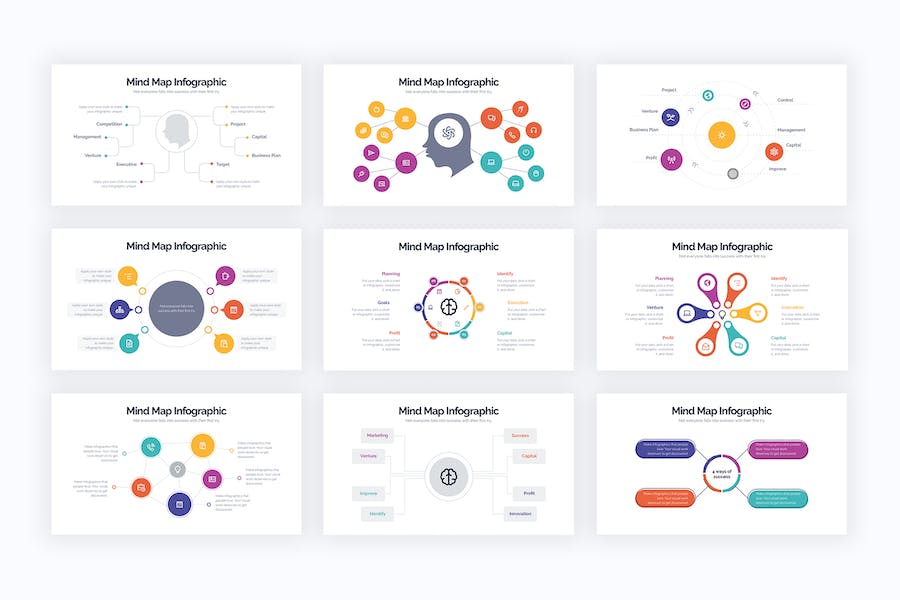 商业思维导图头脑风暴信息图表PPT模板 - 顶尖PPT